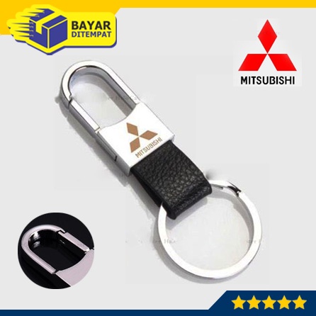 Gantungan Kunci MITSUBISHI KULIT Sepeda Motor Mobil Gantung Besi Metal Alloy Keychain Leather