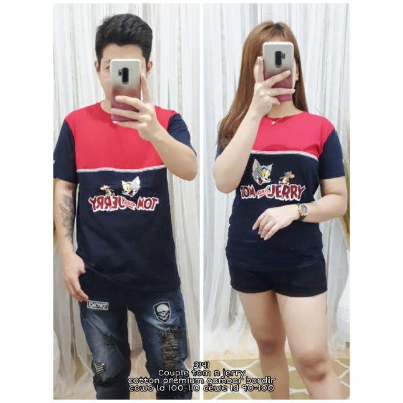Kaos couple tom n jerry Cotton premium 3141