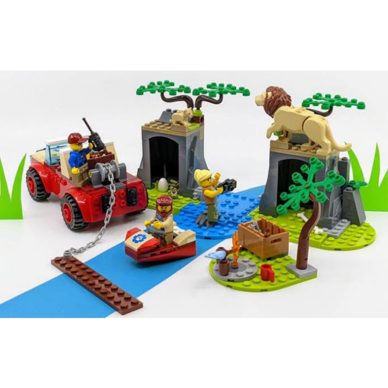 ori original lego city 60301 wildlife rescue off roader lion brick bricks block blocks balok mainan anak laki cowok cewek perempuan pasang memasang hadiah kado ultah toy gift pack set zoo kebun satwa alam liar montessori review model kit safari