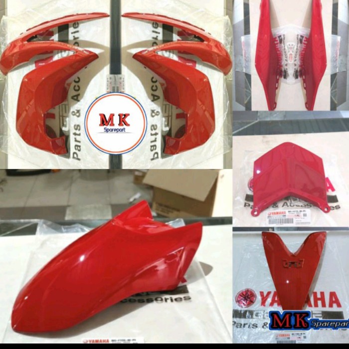 PAKET FULL SET BODY HALUS AEROX 155 MERAH GLOSYY ORIGINAL YAMAHA asli part