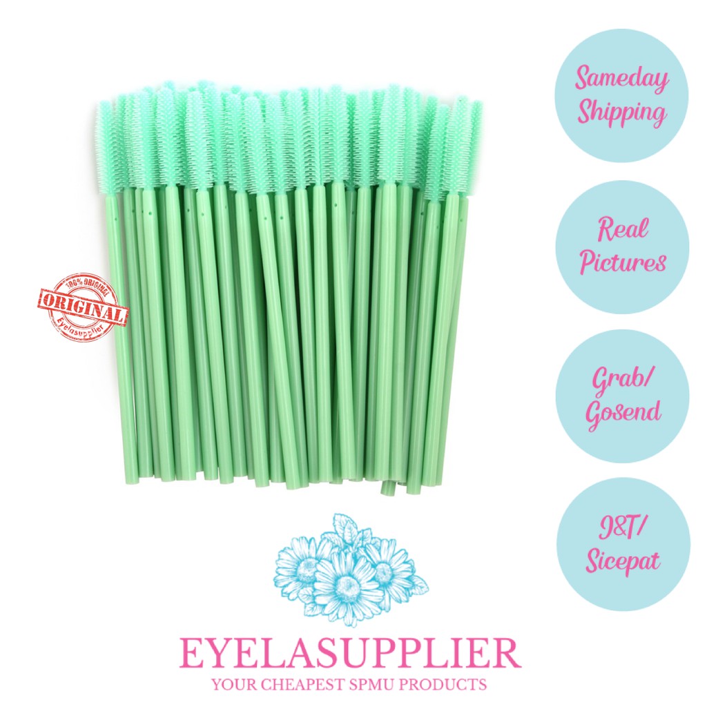 50pcs Silicone Mascara Wand Silikon Spoolie Sisir Bulumata Eyelash Extension