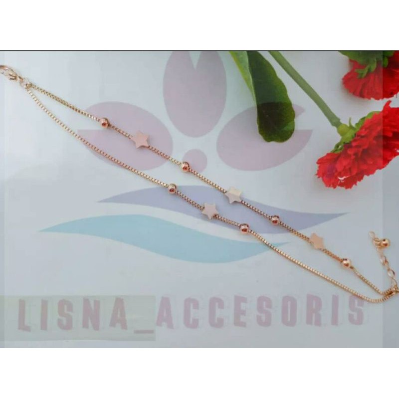 Gelang wanita Titanium Asli Anti luntur motif rantai Bintang love terbaru