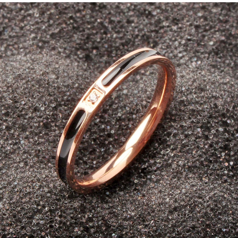 cod&amp;☜☞ready Cincin Couple Titanium Anti Karat Aksen Berlian Imitasi untuk Pria / Wanita lagilaku