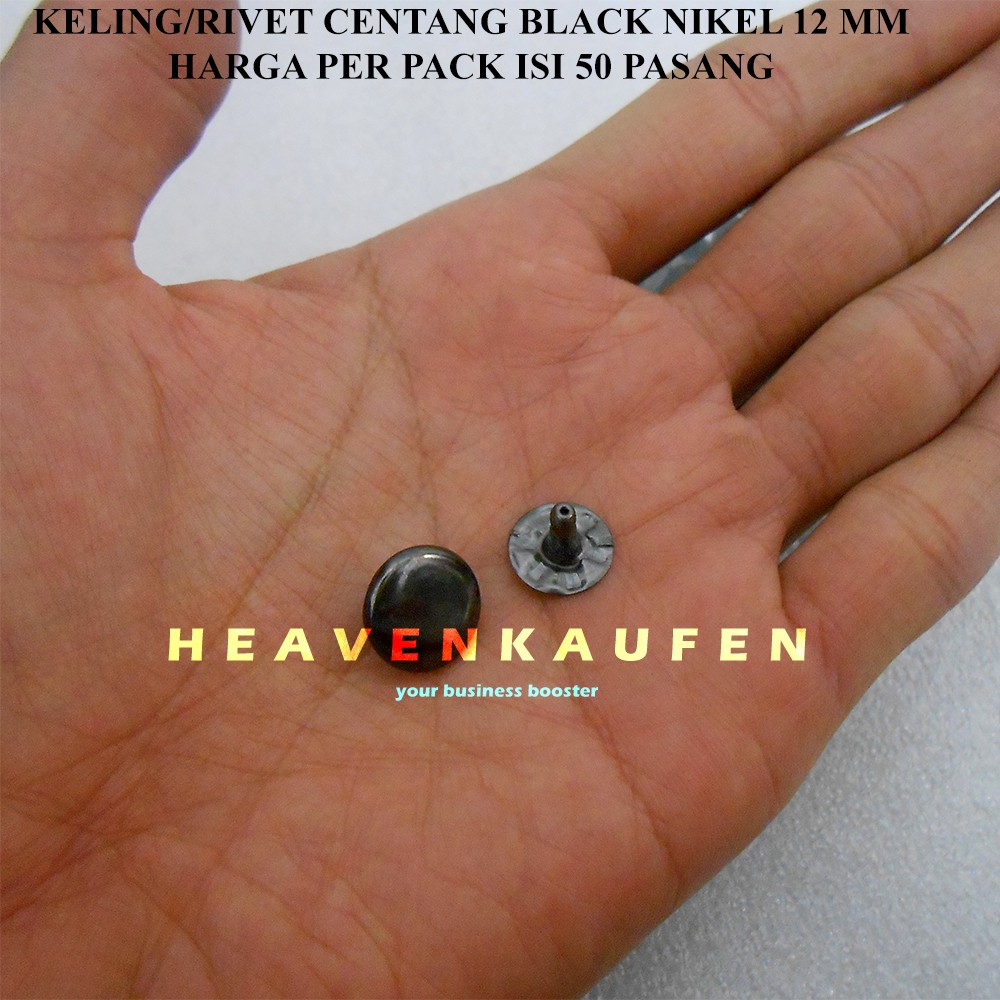 Paku Keling Rivet Centang / Gepeng 12 mm Black Nikel Harga Per Pack isi 50 Pasang