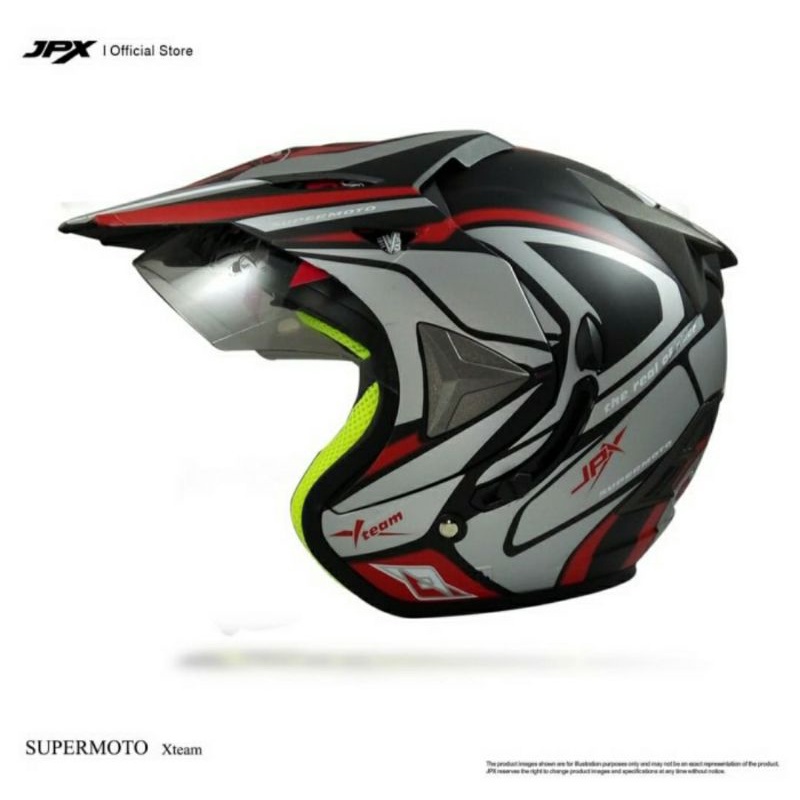 Helm JPX Supermoto Motif X-Team Black Doff JPX Semicross Semi Cross Xteam Team X Hitam Doff