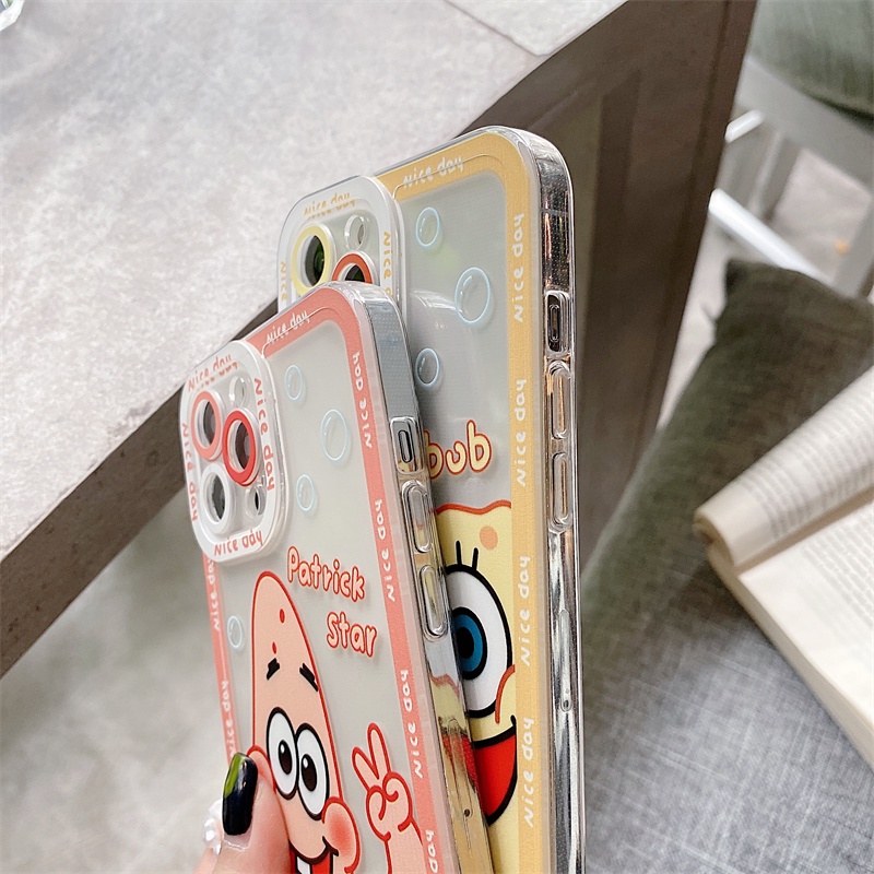 Pupil TPU soft case couple iphone 13 12 11 pro X Xs max 7 8 plus SE2020 fun cartoon sponge baby case iphone