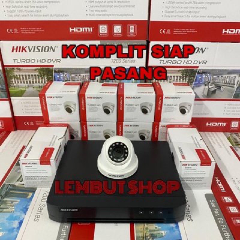 PAKET KAMERA CCTV HIKVISION 1 KAMERA CCTV 2MP 1080P FULL HD DVR 4 CHANNEL HIKVISION KOMPLIT TINGGAL