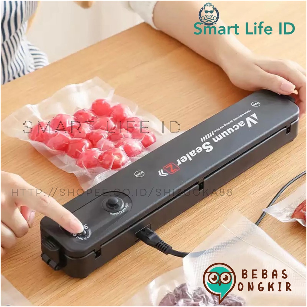 Vacuum Sealer Mesin Press Plastik Pengemas Makanan Fresh Food Rumah Tangga Segel Film Vakum Sealer Serbaguna Bonus 10 Buah Plastik