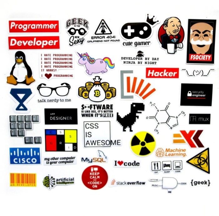 Stiker Sticker Programming Programmer Geek Laptop Komputer Hacker SQL