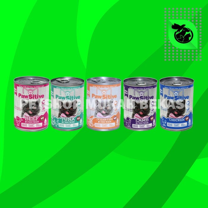 Jt30T1Y Pawsitive Makanan Basah Wet Food Anak Kucing Dewasa Kaleng 400 Gram - Lamb Chicken