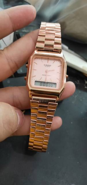 COD  Bayar Tujuan  Jam Tangan Pria / Wanita Casio Rantai Double Time AQ 230