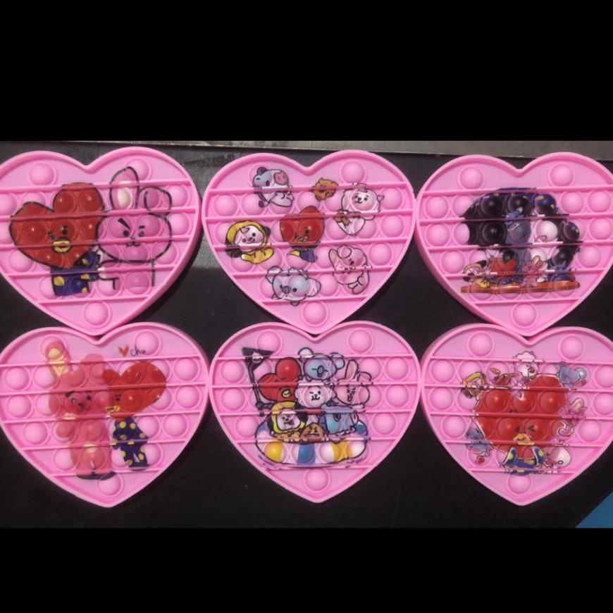 Fidget Push Bubble Pop It Toy Mainan Anak BTS Army BT21 Tata Cooky RJ