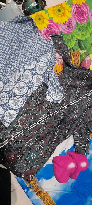 Batik Tunik Shibori Jumputan Terbaru Size S-3l / Hrb026 Yelbor Navbor / Biru Putih