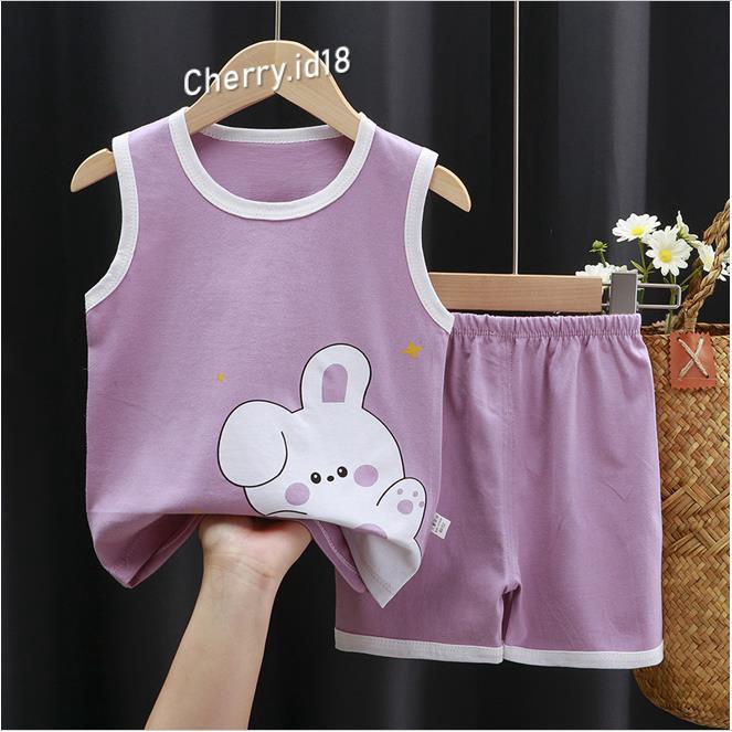 Cherry Baju Bayi Oblong Tanpa Lengan / Setelan Bayi Tanpa Lengan / Singlet Bayi / Singlet Anak STL31