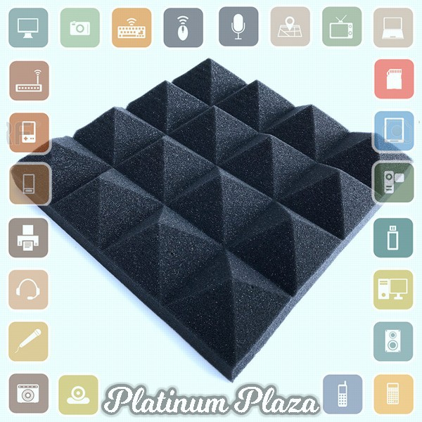 JROD Busa Telur Peredam Suara Acoustic Foam Soundproof Noise Reduction 25x25x5CM 12PC`2Z2710-- Black