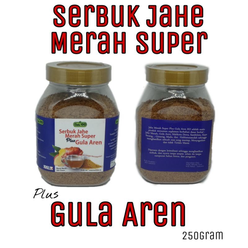 

SERBUK JAHE MERAH RD PLUS GULA AREN SUPER ORIGINAL