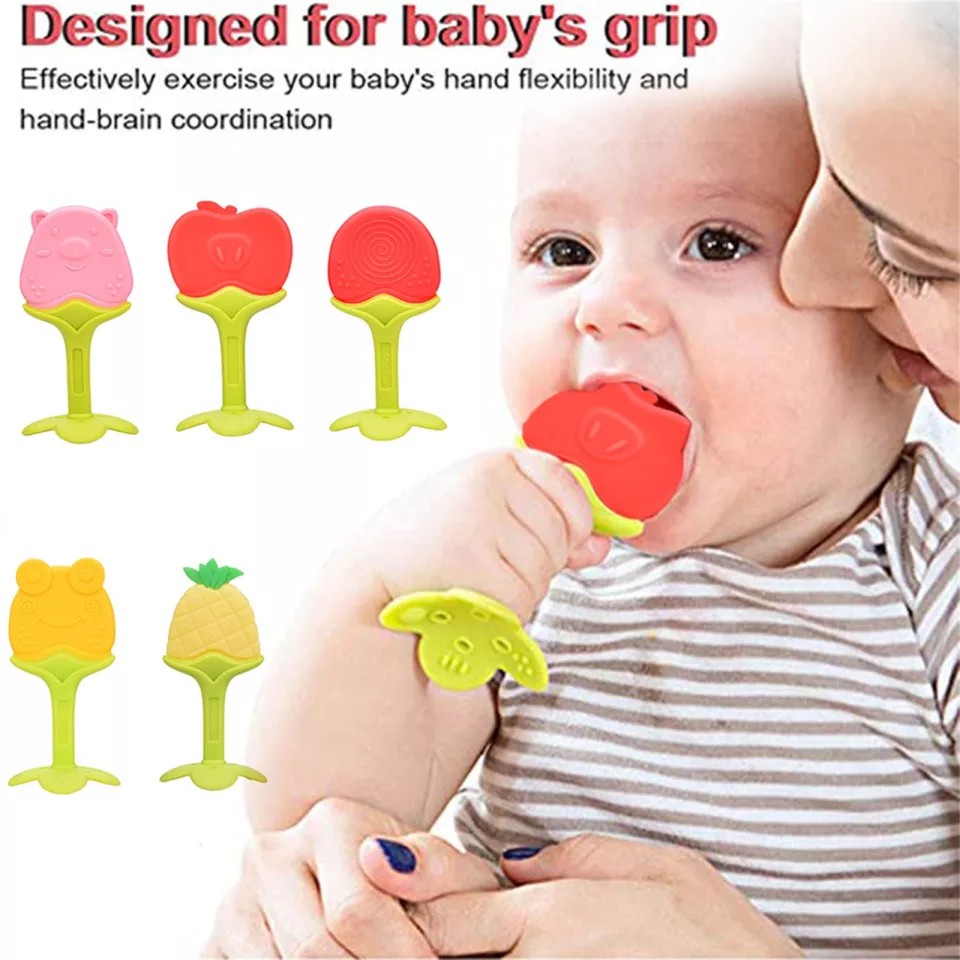 Teether Baby Fruit / Mainan Gigit Bayi Motif Buah Aman / Empeng Bayi Teeth Development Aman Foof Gra