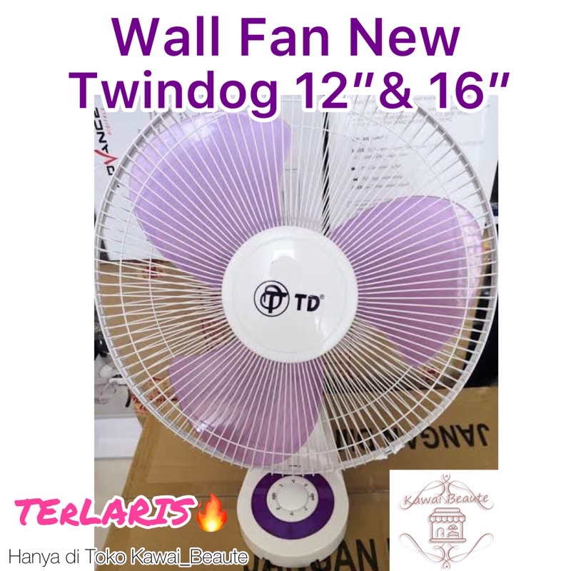 TD Wall Fan New! 12”&amp; 16”inci 180derajat 3 Speed Tali Pengatur ARah