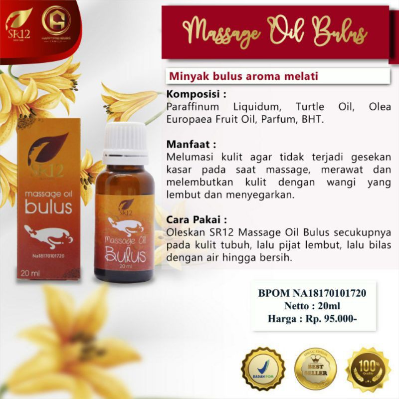 TERLARIS  MINYAK BULUS SR12 PENGENCANG PD / PENGENCANG MR.P / MINYAK BULUS ORIGINAL / MASSAGE OIL BU