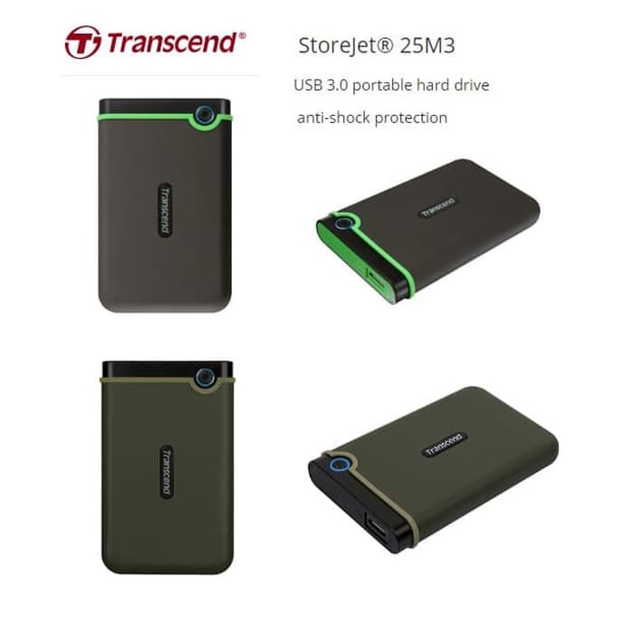 Hardisk External Transcend 25M3 2TB Antishock Drop Tested Tahan Banting