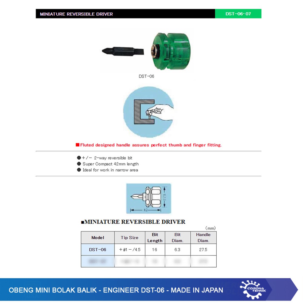 Obeng Mini Bolak Balik - Engineer DST-06 - Made in Japan