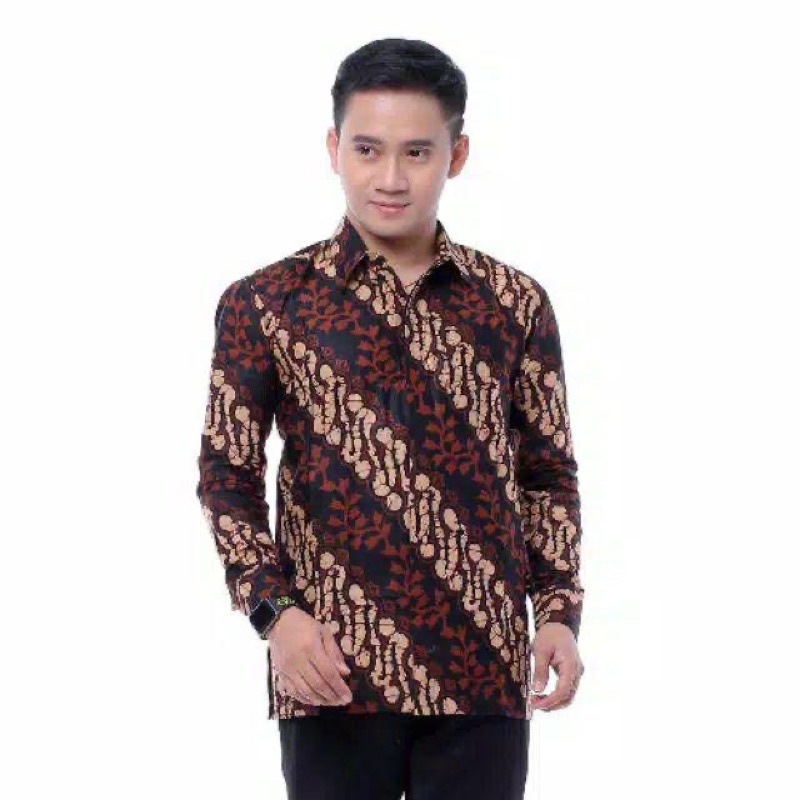 BATIK PRIA SIZE M L XL XXL BSWART Batik HRB026 Kenongo Hem Panjang Padi