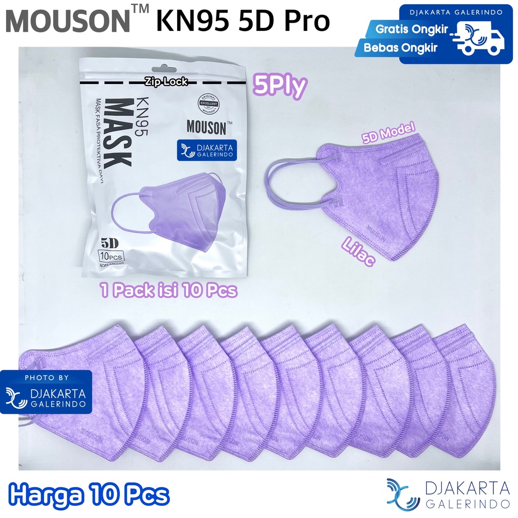 Masker Mouson KN95 5D KN95 Pro 5Ply Original isi 10Pcs