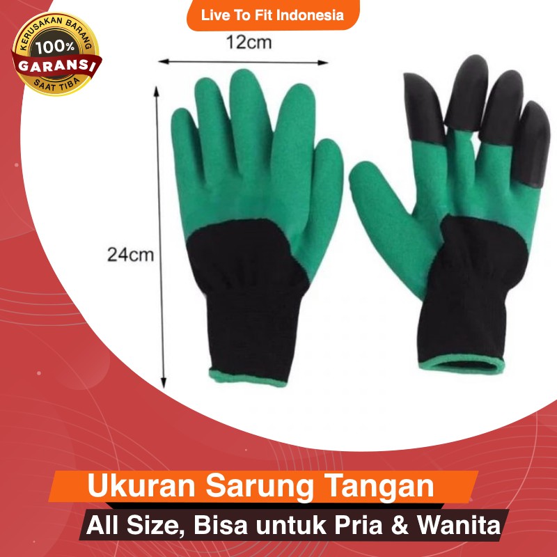 Garden Genie Gloves Sarung Tangan Peralatan Kebun Taman Cakar