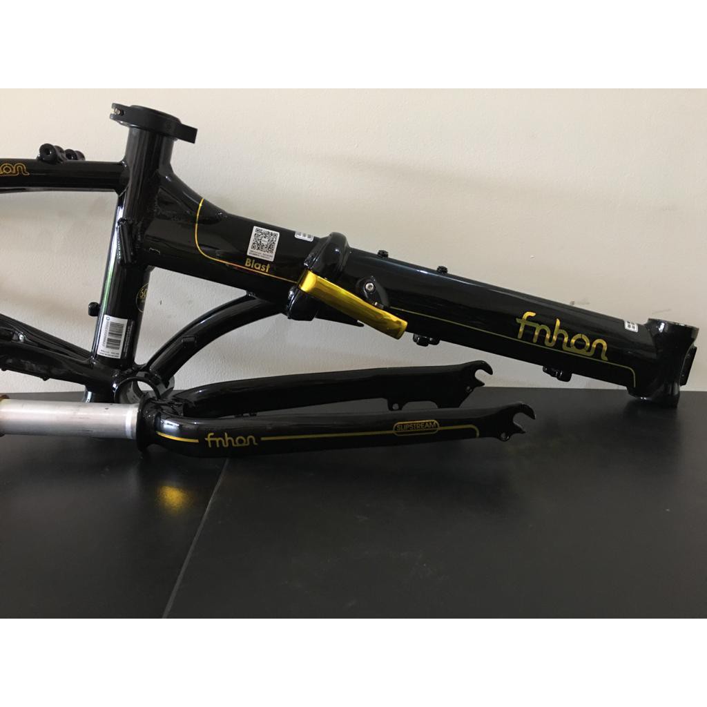 Frame Fnhon Blast Black Gold 20 inch Discbrake 22 inch Fork Original Alloy DB Hitam Emas Limited