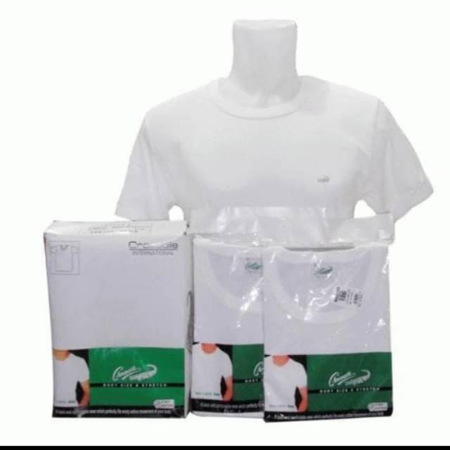Kaos Oblong CROCODILE PUTIH kerah O (Kaos Oblong Pria Merk Crocodile)