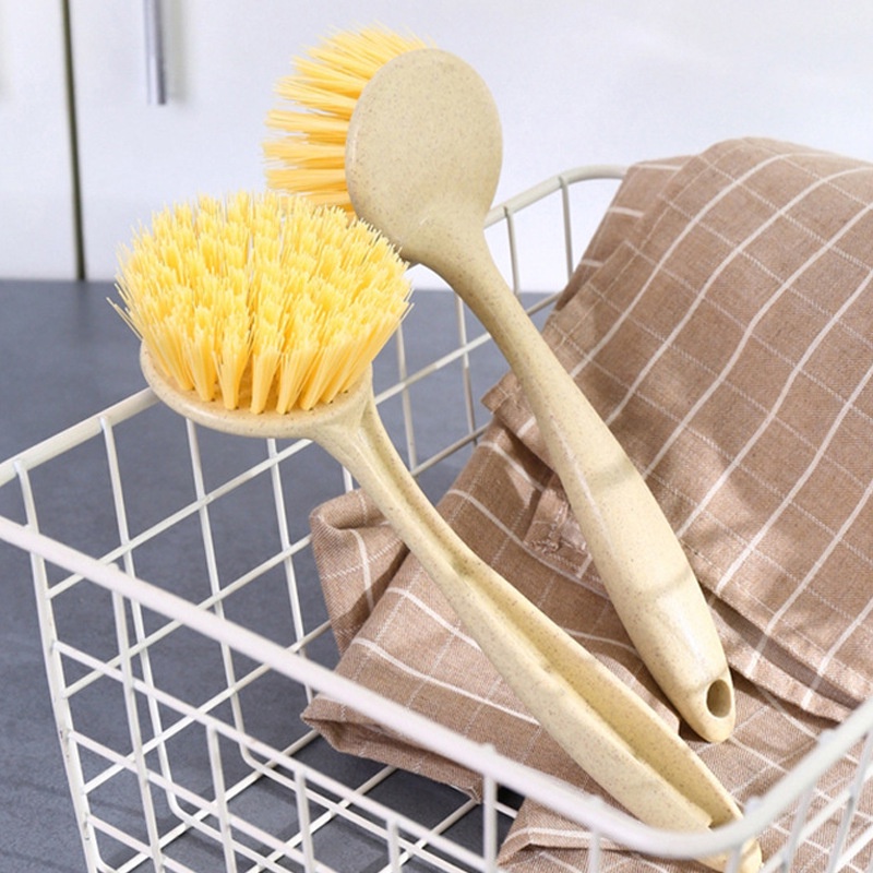 Sikat Pembersih Multifungsi / sikat pembersih dapur kuali / sikat wastafel / Sikat Gagang Panjang Bentuk Bulat SERBAGUNA Sikat Panci Pembersih Sudut Kloset WC Cuci Piring / Pencuci Peralatan Dapur / Kitchen Brush Pot Cleaning Tool Dishwashing Wood Brush