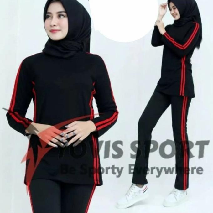 Setelan baju Senam panjang muslimah olahraga zumba aerobick wanita