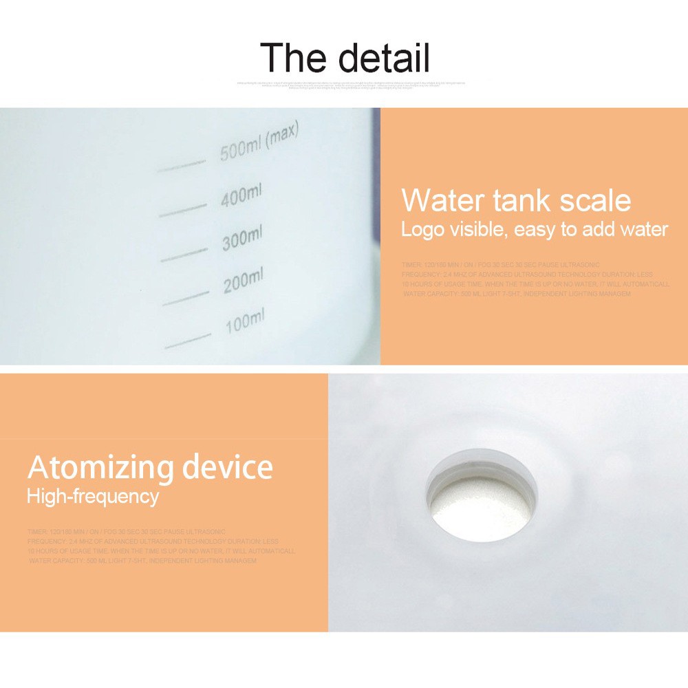 HUMIDIFIER AROMATHERAPY AIR DIFFUSER LAMPU LED 7 WARNA KAPASITAS 500ML DENGAN REMOTE CONTROL GARANSI