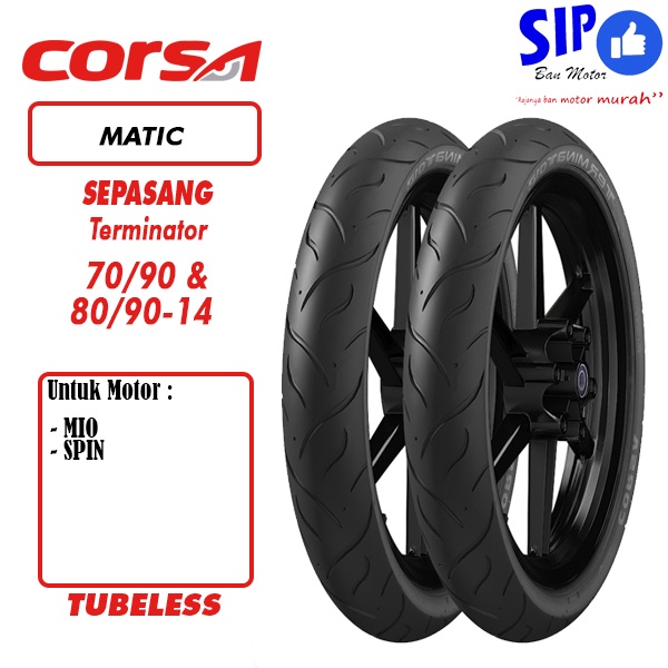 Paket ban Corsa Terminator 70 90 14 &amp; 80 90 14 tubeless matic