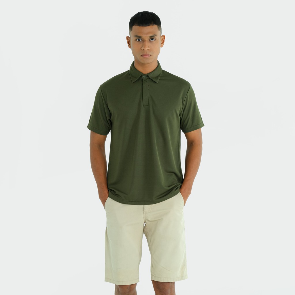 DONSON Kaos Polo Polos Kasual Olahraga Extra Fine Polyester Warna Army