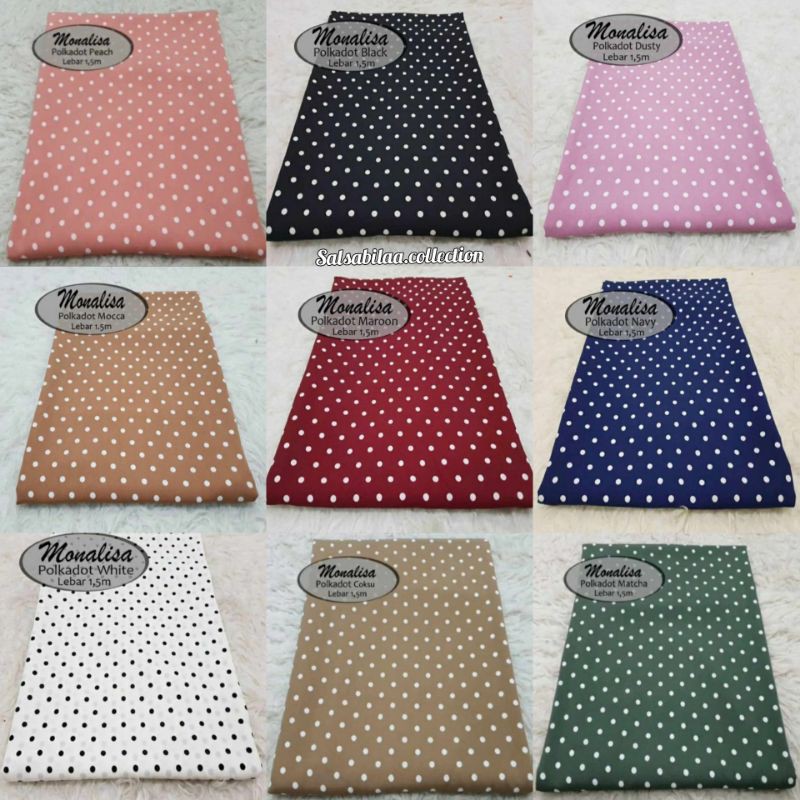 Kain Monalisa polkadot/kain meteran (harga per ½ meter)