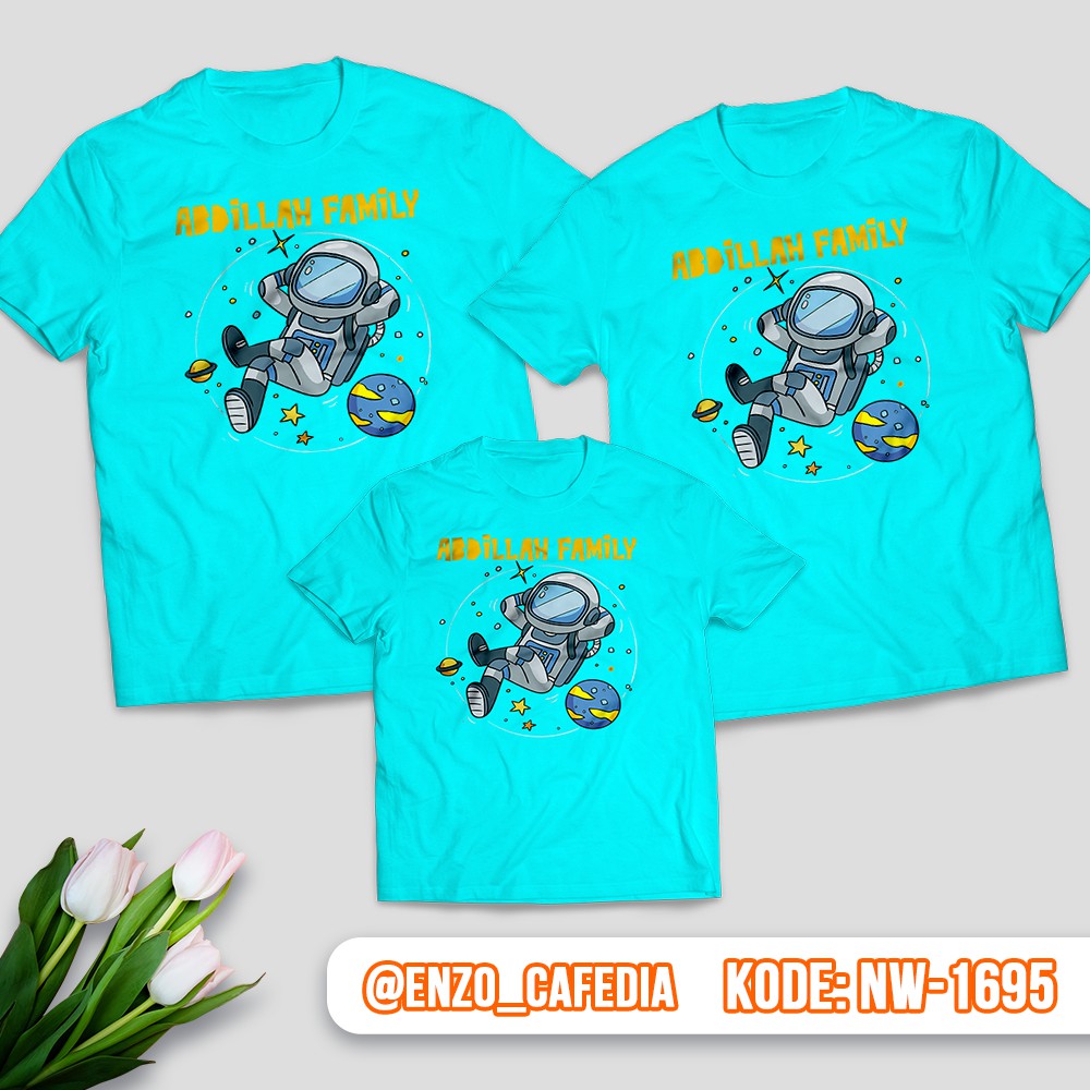 Jual Baju Kaos Couple Keluarga | Kaos Family Ultah Anak | Motif Astronot NW 1695 | Gratis Custom