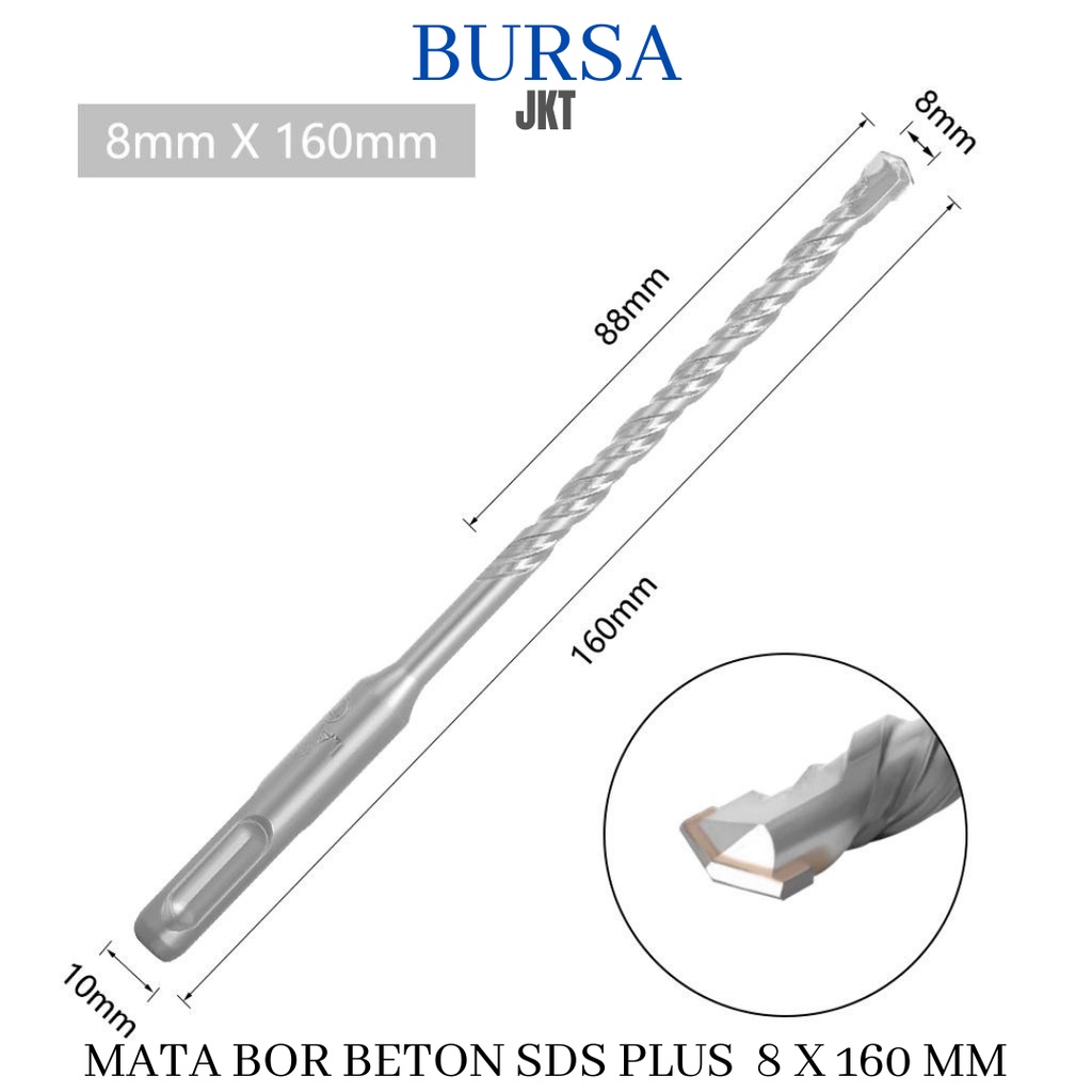 MATA BOR BOBOK PAHAT TEMBOK BETON SDS PLUS ROUND 8 MM X 150 MM