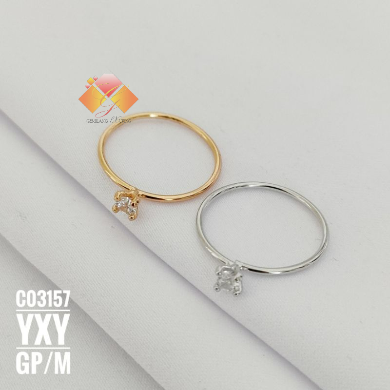 Cincin Yaxiya Simple Model Tipis Mata Satu C03157