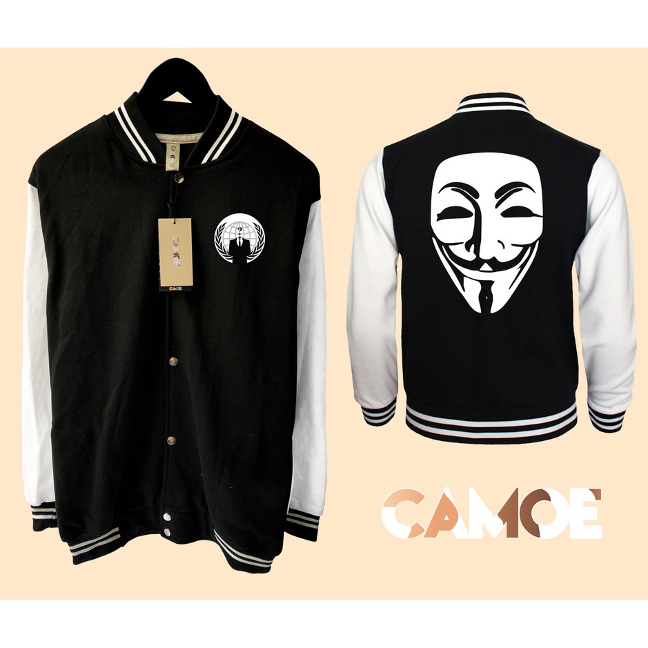 Jaket Baseball Varsity Anonymous Hacker Mask