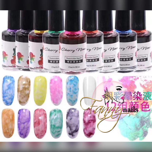 Water color ink nail art 12 warna inked ink nailart japan nails tinta warna kutek gel