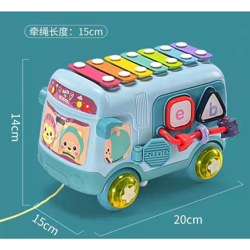 [BIG SALE] mainan bayi terbaru bus puzzle musik xylophone 3 in 1 dan roda kerincingan