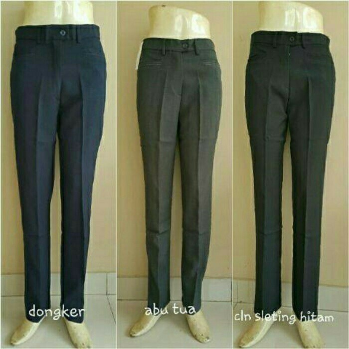 Celana kerja wanita celana bahan syakira kancing resleting