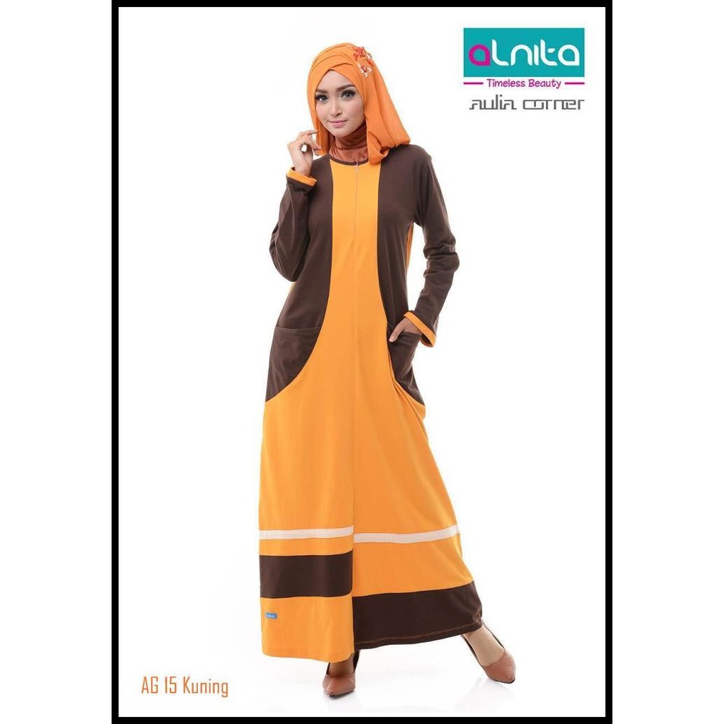 Baju Gamis Model Sekarang Alnita AG 15 Kuning Baju Wanita Terbaru Model Baju Gamis