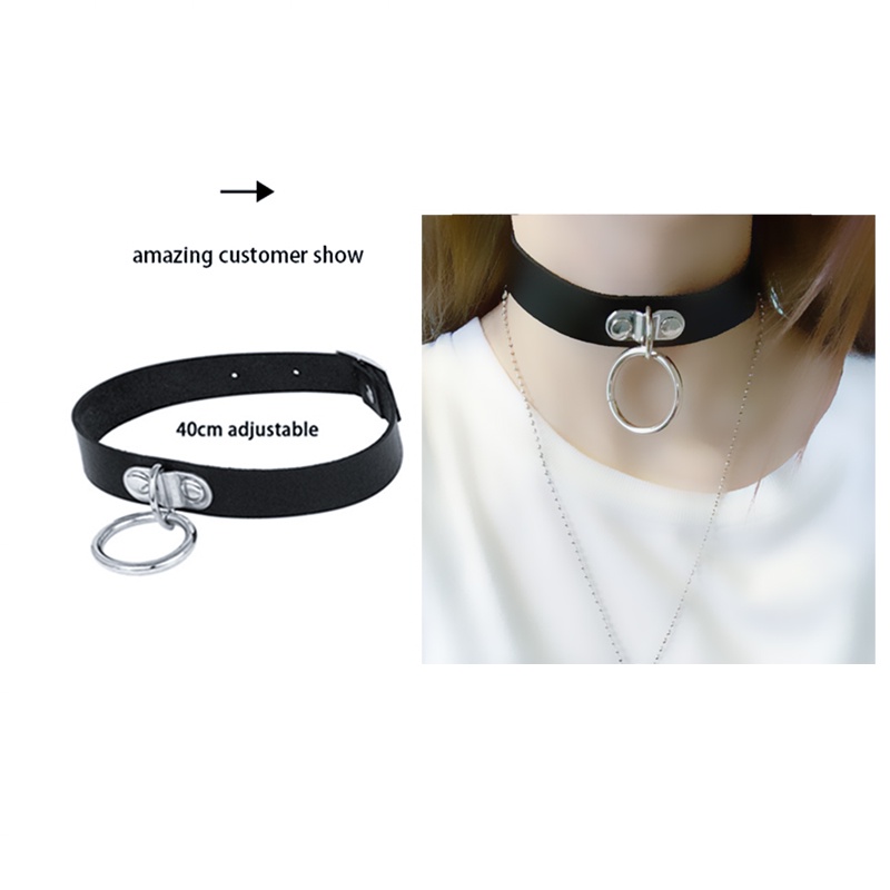 Kalung Choker Bahan Kulit Bentuk Bulat Gaya Gothic Punk Vintage Untuk Pria Dan Wanita