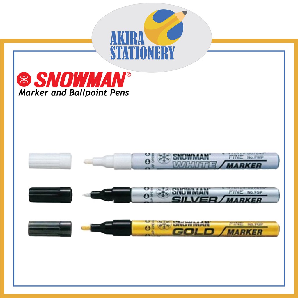 Spidol SNOWMAN Paint Marker Putih Emas Perak Permanent Kecil - Fine ( Tebal ) / Extra Fine ( Tipis )