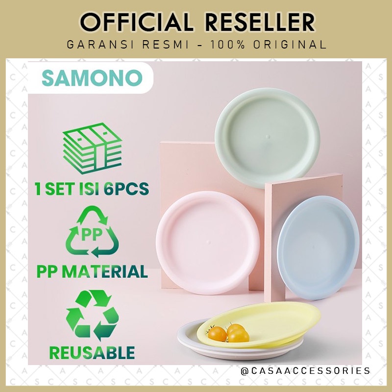 Samono STW02D Macaron Color Plate Set 6pcs Piring PP Material Reusable