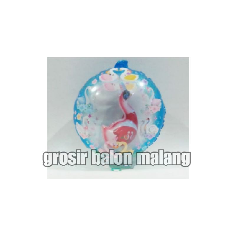 balon foil angsa bebek itik swan isi biru 2in1