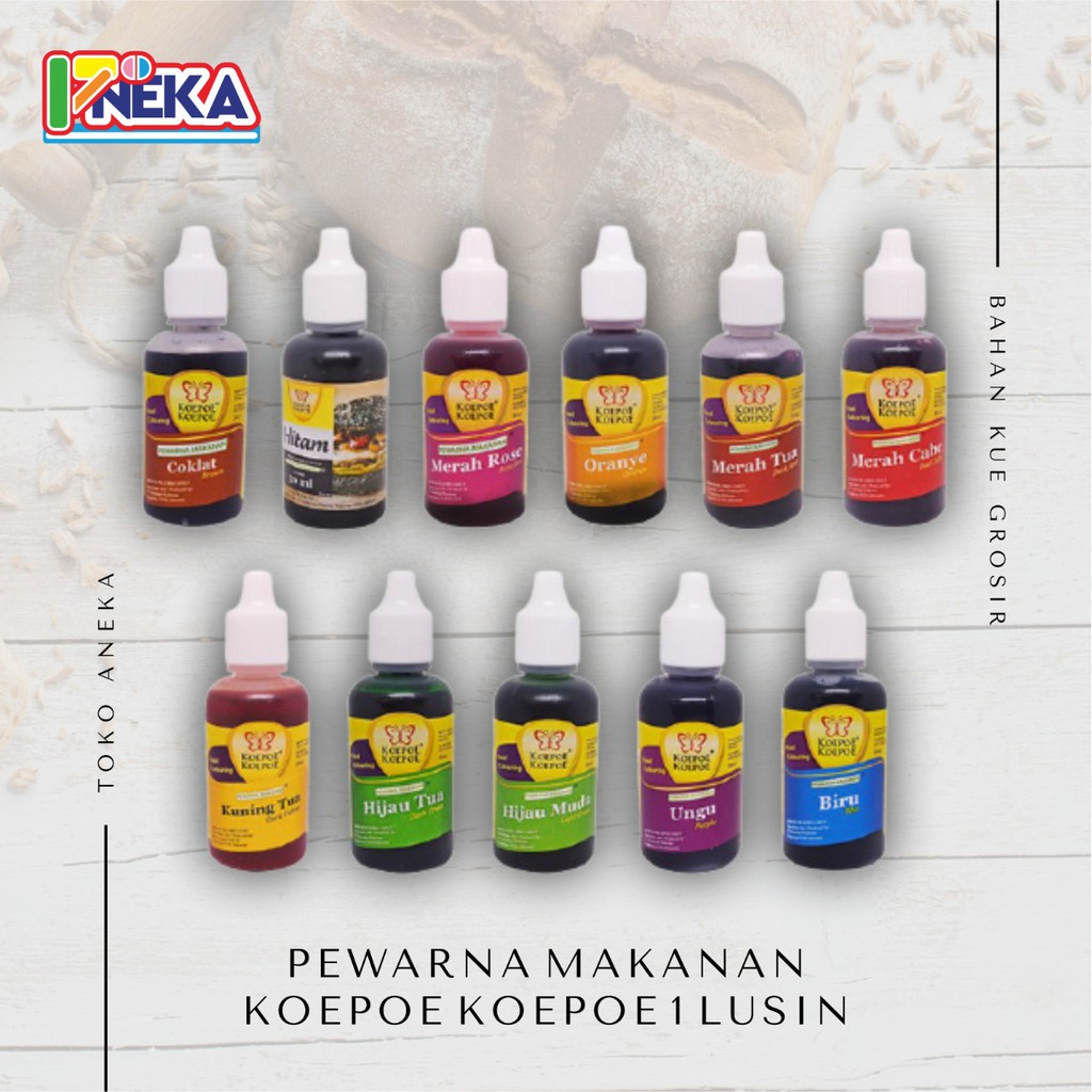 

Pewarna Makanan Kuning Muda Koepoe Koepoe 12pcs 1 Lusin