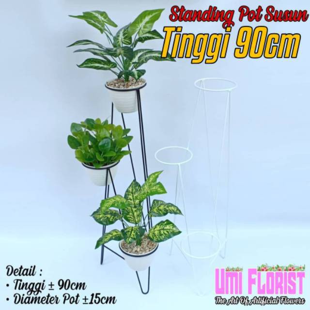 Standing Planter 3 Susun Standing Besi susun Standing Pot Besi
